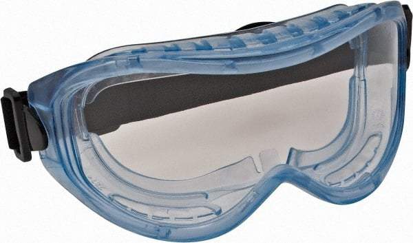 PRO-SAFE - Size Universal, Clear Polycarbonate Anti-Fog & Scratch Resistant Lens, Safety Goggles - Indirect Vent, Light Blue Frame, Over the Glass Style - Exact Tool & Supply