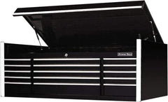 EXTREME TOOLS - 1 Compartment 15 Drawer Top Tool Chest - 72" Wide x 30" Deep x 26-1/4" High, Steel, Black - Exact Tool & Supply