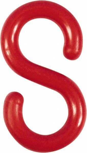 NMC - 2" High x 1/4" Long x 4" Wide Barrier S-Hook - Plastic, Uncoated, Red, Use with Plastic Chain - Exact Tool & Supply