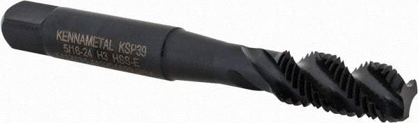 Kennametal - 5/16-24 3 Flute 3B Modified Bottoming Spiral Flute Tap - Vanadium High Speed Steel, Oxide Finish, 2-23/32" OAL, Right Hand Flute, Right Hand Thread, H3, Series GOtap\xAE - Exact Tool & Supply