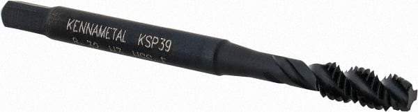 Kennametal - #8-32 3 Flute 2B Modified Bottoming Spiral Flute Tap - Vanadium High Speed Steel, Oxide Finish, 2-1/8" OAL, Right Hand Flute, Right Hand Thread, H3, Series GOtap\xAE - Exact Tool & Supply