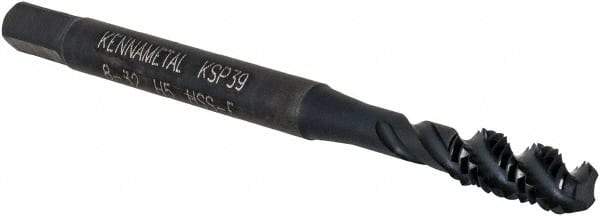 Kennametal - #8-32 3 Flute Bottoming Spiral Flute Tap - Vanadium High Speed Steel, Oxide Finish, 2-1/8" OAL, Right Hand Flute, Right Hand Thread, H5, Series GOtap\xAE - Exact Tool & Supply