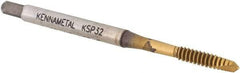Kennametal - #6-32, 2 Flute, TiCN/TiN Finish, Vanadium High Speed Steel Spiral Point Tap - Plug Chamfer, Right Hand Thread, 2" OAL, 9.7mm Thread Length, 3.58mm Shank Diam, 2B Class of Fit, Series GOtap - Exact Tool & Supply