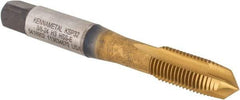 Kennametal - 3/8-24, 3 Flute, TiCN/TiN Finish, Vanadium High Speed Steel Spiral Point Tap - Plug Chamfer, Right Hand Thread, 2-15/16" OAL, 19.1mm Thread Length, 9.68mm Shank Diam, 3B Class of Fit, Series GOtap - Exact Tool & Supply