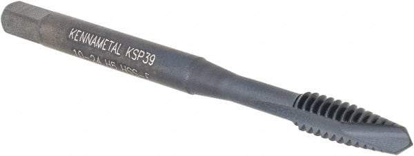 Kennametal - #10-24, 2 Flute, Oxide Finish, Vanadium High Speed Steel Spiral Point Tap - Plug Chamfer, Right Hand Thread, 2-3/8" OAL, 12.7mm Thread Length, 4.93mm Shank Diam, Series GOtap - Exact Tool & Supply