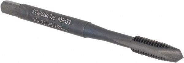 Kennametal - #10-32, 2 Flute, Oxide Finish, Vanadium High Speed Steel Spiral Point Tap - Plug Chamfer, Right Hand Thread, 2-3/8" OAL, 12.7mm Thread Length, 4.93mm Shank Diam, Series GOtap - Exact Tool & Supply