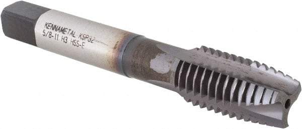Kennametal - 5/8-11, 3 Flute, TiCN/TiN Finish, Vanadium High Speed Steel Spiral Point Tap - Plug Chamfer, Right Hand Thread, 3-13/16" OAL, 27.7mm Thread Length, 12.19mm Shank Diam, 3B Class of Fit, Series GOtap - Exact Tool & Supply