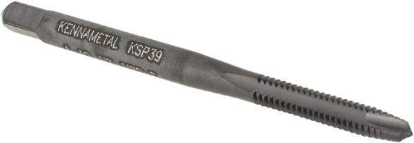 Kennametal - #4-40, 2 Flute, Oxide Finish, Vanadium High Speed Steel Spiral Point Tap - Plug Chamfer, Right Hand Thread, 1-7/8" OAL, 13mm Thread Length, 3.58mm Shank Diam, Series GOtap - Exact Tool & Supply