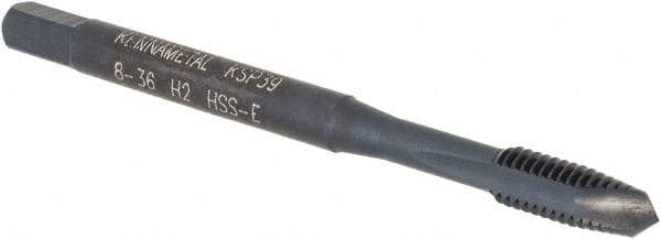 Kennametal - #8-36, 2 Flute, Oxide Finish, Vanadium High Speed Steel Spiral Point Tap - Plug Chamfer, Right Hand Thread, 2-1/8" OAL, 9.7mm Thread Length, 4.27mm Shank Diam, 2B/3B Class of Fit, Series GOtap - Exact Tool & Supply
