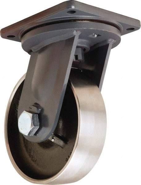 Hamilton - 10" Diam x 3" Wide x 13" OAH Top Plate Mount Swivel Caster - Forged Steel, 6,500 Lb Capacity, Tapered Roller Bearing, 8-1/2 x 8-1/2" Plate - Exact Tool & Supply