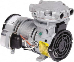 Gast - 1/6 hp, 0.8 CFM, 100 Max psi Piston Vacuum & Compressor Pump - 26 Hg/In, 110/115-1 Volt, 7.98" Long x 5.71" Wide x 5.97" High - Exact Tool & Supply