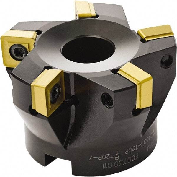 Seco - 50mm Cut Diam, 22mm Arbor Hole, 11mm Max Depth of Cut, 87° Indexable Chamfer & Angle Face Mill - 4 Inserts, SC.. 1206 Insert, Right Hand Cut, Through Coolant, Series R220.79 - Exact Tool & Supply