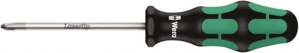 Wera - #0, 7-1/8" OAL, Standard Phillips Screwdriver - 4" Blade Length, Round Shank, Ergonomic Handle - Exact Tool & Supply