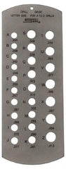 SPI - A Letter to Z Letter Hole Size Drill Gage - 6 Inch Long, 2-1/2 Inch Wide, 26 Holes - Exact Tool & Supply