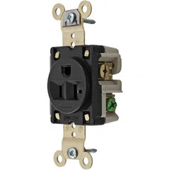 Hubbell Wiring Device-Kellems - 125V 20A NEMA 5-20R Industrial Grade Black Straight Blade Single Receptacle - Exact Tool & Supply
