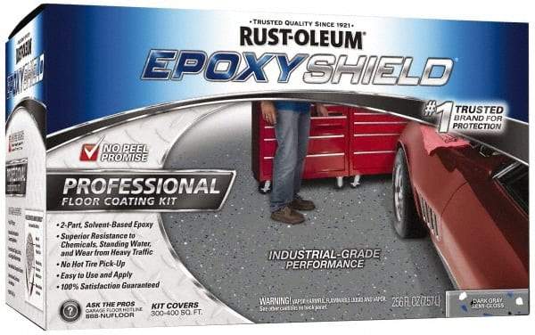 Rust-Oleum - 2 Gal (2) One Gallon Cans Gloss Dark Gray 2 Part Epoxy Floor Coating - <250 g/L VOC Content - Exact Tool & Supply
