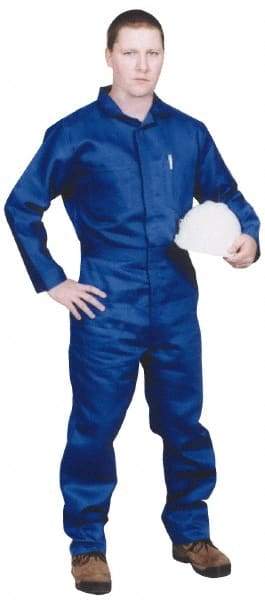 Stanco Safety Products - Size M, Royal Blue, Zipper, Arc Protection Coverall - 38 to 40" Chest, Indura, 7 Pockets, Elastic Waistband, Full Action Back, 2-Way Concealed Zipper - Exact Tool & Supply