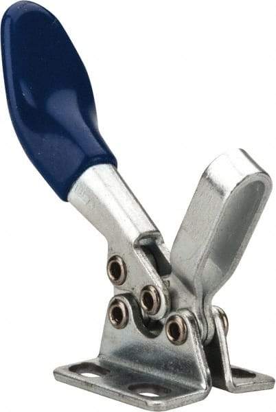 Gibraltar - 60 Lb Holding Capacity, Horizontal Handle, Manual Hold Down Toggle Clamp - 80° Handle Movement, 90° Bar Opening, U-Bar, Flanged Base, Carbon Steel - Exact Tool & Supply