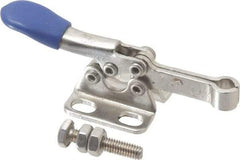 Gibraltar - 75 Lb Holding Capacity, Horizontal Handle, Manual Hold Down Toggle Clamp - 82° Handle Movement, 94° Bar Opening, Solid Bar, Flanged Base, Electro-Plated Zinc, Stainless Steel - Exact Tool & Supply