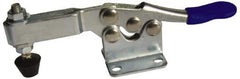Gibraltar - 200 Lb Holding Capacity, Horizontal Handle, Manual Hold Down Toggle Clamp - 78° Handle Movement, 87° Bar Opening, U-Bar, Flanged Base, Electro-Plated Zinc, Stainless Steel - Exact Tool & Supply