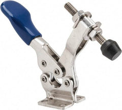 Gibraltar - 600 Lb Holding Capacity, Horizontal Handle, Manual Hold Down Toggle Clamp - 70° Handle Movement, 92° Bar Opening, U-Bar, Flanged Base, Electro-Plated Zinc, Stainless Steel - Exact Tool & Supply