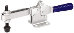 Gibraltar - 750 Lb Holding Capacity, Horizontal Handle, Manual Hold Down Toggle Clamp - 59° Handle Movement, 93° Bar Opening, U-Bar, Flanged Base, Electro-Plated Zinc, Carbon Steel - Exact Tool & Supply