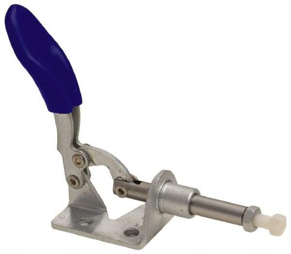 Gibraltar - 100 Lb Load Capacity, Flanged Base, Carbon Steel, Standard Straight Line Action Clamp - 3 Mounting Holes, 0.18" Mounting Hole Diam, 1/4" Plunger Diam, Thumb Handle - Exact Tool & Supply