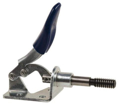 Gibraltar - 100 Lb Load Capacity, Flanged Base, Carbon Steel, Standard Straight Line Action Clamp - 3 Mounting Holes, 0.18" Mounting Hole Diam, 1/4" Plunger Diam, Thumb Handle - Exact Tool & Supply