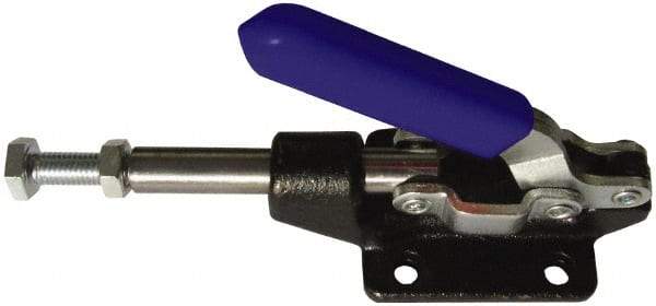 Gibraltar - 600 Lb Load Capacity, Flanged Base, Carbon Steel, Standard Straight Line Action Clamp - 0.22" Mounting Hole Diam, 0.44" Plunger Diam, Straight Handle - Exact Tool & Supply