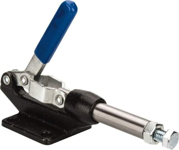 Gibraltar - 800 Lb Load Capacity, Flanged Base, Carbon Steel, Standard Straight Line Action Clamp - 0.33" Mounting Hole Diam, 0.63" Plunger Diam, Straight Handle - Exact Tool & Supply