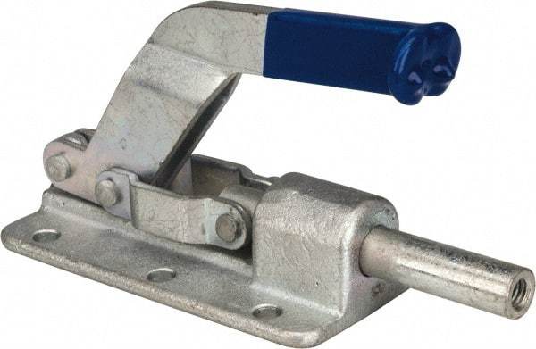 Gibraltar - 800 Lb Load Capacity, Flanged Base, Carbon Steel, Standard Straight Line Action Clamp - 6 Mounting Holes, 0.26" Mounting Hole Diam, 1/2" Plunger Diam, Straight Handle - Exact Tool & Supply