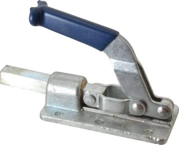 Gibraltar - 800 Lb Load Capacity, Flanged Base, Carbon Steel, Standard Straight Line Action Clamp - 0.26" Mounting Hole Diam, 1/2" Plunger Diam, Straight Handle - Exact Tool & Supply
