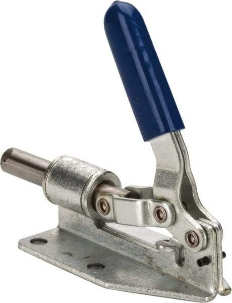 Gibraltar - 300 Lb Load Capacity, Flanged Base, Carbon Steel, Standard Straight Line Action Clamp - 0.2" Mounting Hole Diam, 1/2" Plunger Diam, Straight Handle - Exact Tool & Supply