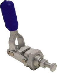 Gibraltar - 200 Lb Load Capacity, Flush Base, Carbon Steel, Standard Straight Line Action Clamp - 5/8" Mounting Hole Diam, 0.38" Plunger Diam, Straight Handle - Exact Tool & Supply