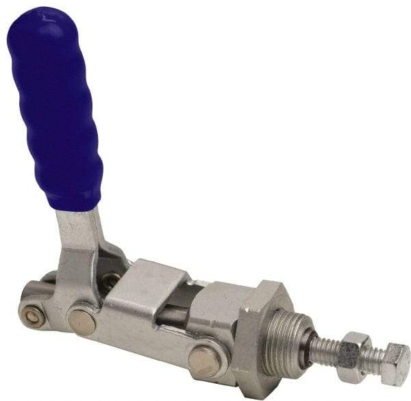 Gibraltar - 300 Lb Load Capacity, Flush Base, Carbon Steel, Standard Straight Line Action Clamp - 3/4" Mounting Hole Diam, 0.44" Plunger Diam, Straight Handle - Exact Tool & Supply
