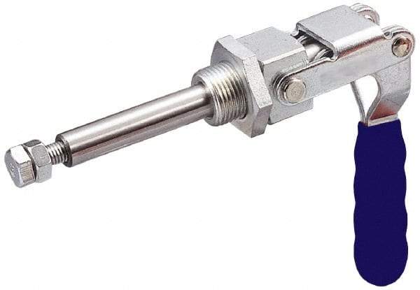 Gibraltar - 700 Lb Load Capacity, Flush Base, Carbon Steel, Standard Straight Line Action Clamp - 1" Mounting Hole Diam, 0.63" Plunger Diam, Straight Handle - Exact Tool & Supply