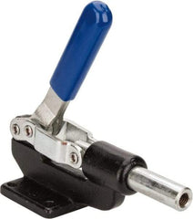 Gibraltar - 800 Lb Load Capacity, Flanged Base, Carbon Steel, Standard Straight Line Action Clamp - 4 Mounting Holes, 0.38" Mounting Hole Diam, 0.62" Plunger Diam, Whale Tail Handle - Exact Tool & Supply
