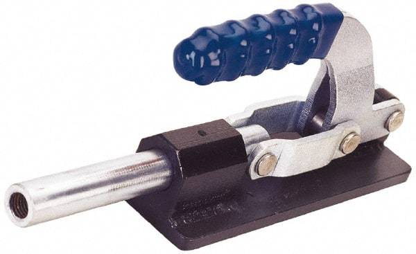 Gibraltar - 7,500 Lb Load Capacity, Flanged Base, Carbon Steel, Standard Straight Line Action Clamp - 6 Mounting Holes, 0.41" Mounting Hole Diam, 0.87" Plunger Diam, Straight Handle - Exact Tool & Supply