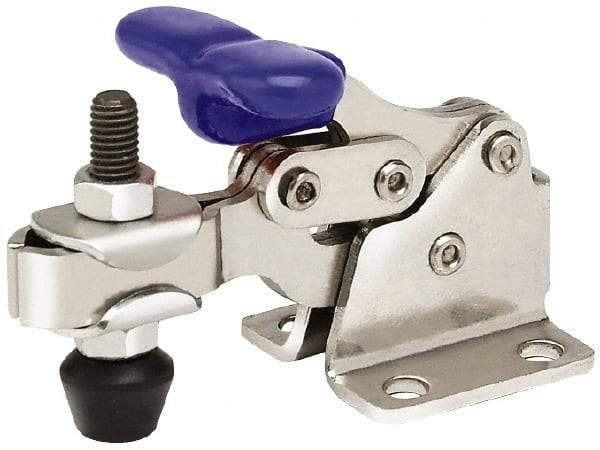 Gibraltar - 150 Lb Holding Capacity, Horizontal Handle, Manual Hold Down Toggle Clamp - 175° Handle Movement, 92° Bar Opening, U-Bar, Flanged Base, Stainless Steel - Exact Tool & Supply