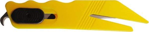 ICT - Fixed Safety Utility Knife - 1" Stainless Steel Blade, Yellow ABS Handle, 2 Blades Included - Exact Tool & Supply