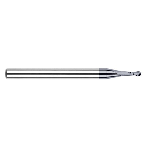 ‎0.045″ Dia. × 1/8″ Shank × 0.135″ DOC × 1-1/2″ OAL, Carbide AlTiN, Stub|Standard , 2 Flute, Ballnose End Mill - Exact Tool & Supply