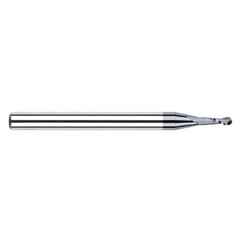 ‎0.045″ Dia. × 1/8″ Shank × 0.135″ DOC × 1-1/2″ OAL, Carbide AlTiN, Stub|Standard , 2 Flute, Ballnose End Mill - Exact Tool & Supply