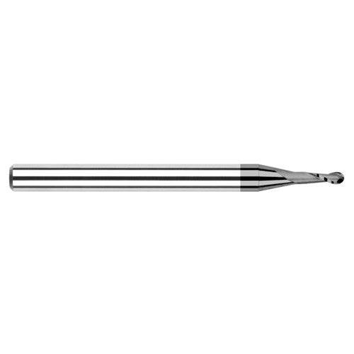 ‎0.04″ Dia. × 1/8″ Shank × 0.12″ DOC × 1-1/2″ OAL, Carbide DLC, Stub|Standard , 2 Flute, Ballnose End Mill - Exact Tool & Supply