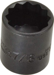 Proto - 7/8", 3/8" Drive, Standard Hand Socket - 12 Points, 1-7/16" OAL, Alloy Steel, Black Finish - Exact Tool & Supply
