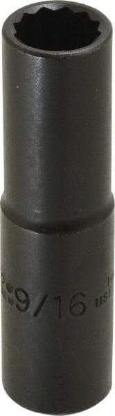 Proto - 9/16", 1/2" Drive, Deep Hand Socket - 12 Points, 3-1/4" OAL, Alloy Steel, Black Finish - Exact Tool & Supply