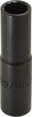 Proto - 9/16", 1/2" Drive, Deep Hand Socket - 12 Points, 3-1/4" OAL, Alloy Steel, Black Finish - Exact Tool & Supply