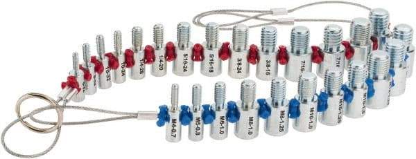 Value Collection - 11 (Metric), 14 (Inch) Leaf, 0.7 to 1.75mm Pitch Range, 13 to 32 TPI Range, Screw Pitch Gage - Exact Tool & Supply