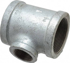 Made in USA - Class 150, 2 x 2 x 1" Galvanized Pipe Reducing Tee - Threaded, Malleable Iron - Exact Tool & Supply