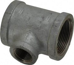 Made in USA - Class 150, 1-1/2 x 1-1/2 x 3/4" Galvanized Pipe Reducing Tee - Threaded, Malleable Iron - Exact Tool & Supply