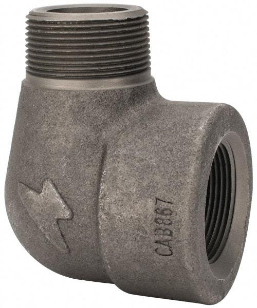 Made in USA - Size 1-1/2", Class 3,000, Forged Carbon Steel Black Pipe 90° Street Elbow - 3,000 psi, Threaded End Connection - Exact Tool & Supply